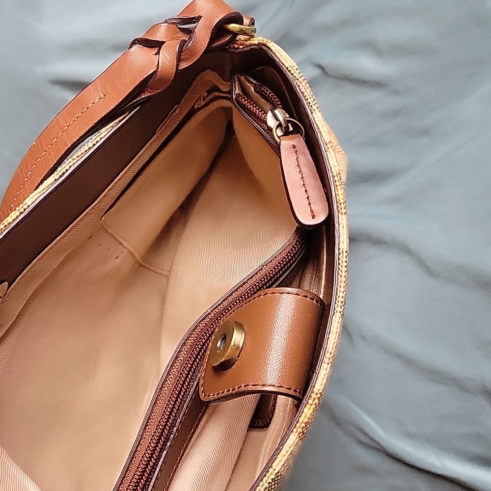 Fossil Desert Stripe Canvas & Leather Shoulder Bag - image 5